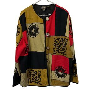 ALLURE Artsy Vintage 1X Embroidered Art To Wear Deco Patchwork Blazer Jacket